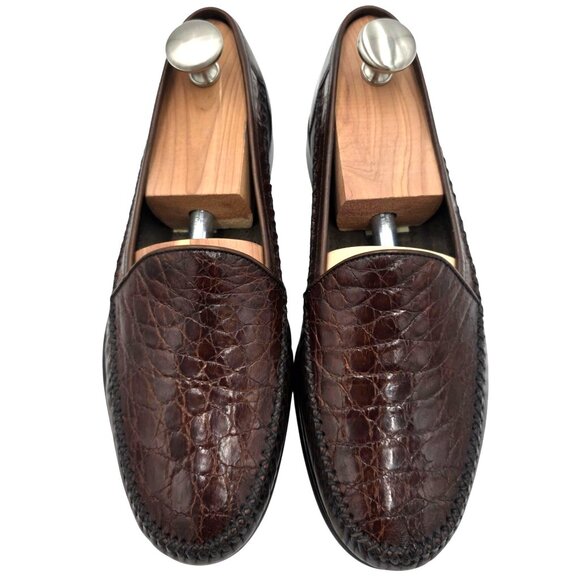 Worn once? Vintage Bragano Exotic Alligator Italy Loafers Mens 8.5M Dress Shoes main image 9